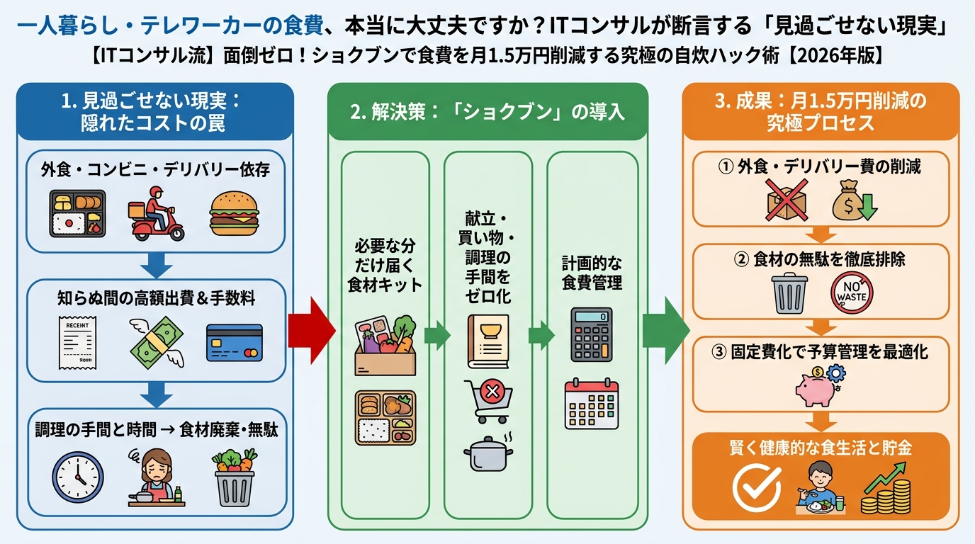 食費節約・自炊 一人暮らし・テレワーカーの食費、本当に大丈夫ですか？ITコンサルが断言する「見過ごせない現実」