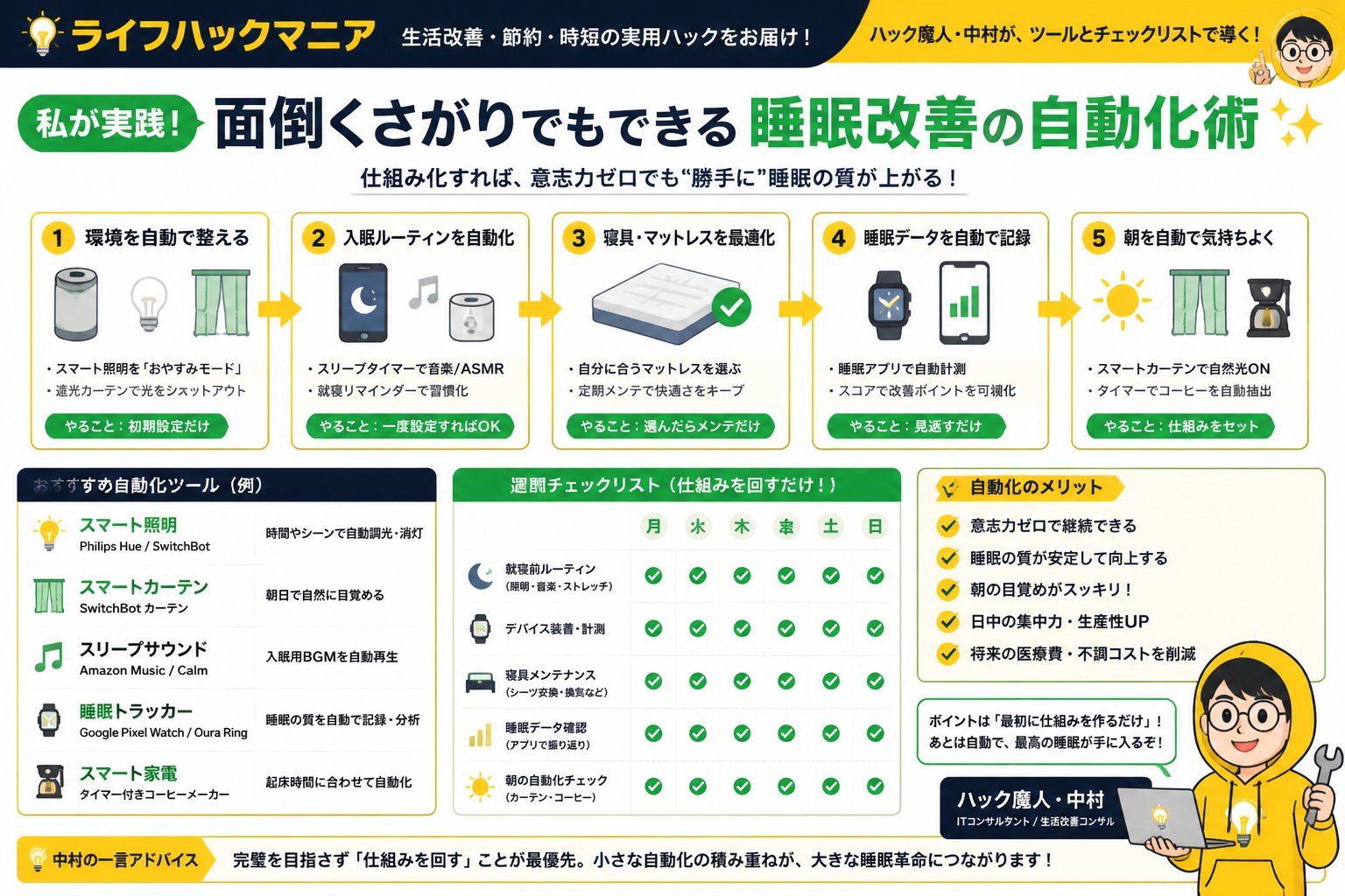 マットレス・睡眠 私が実践！面倒くさがりでもできる睡眠改善の自動化術