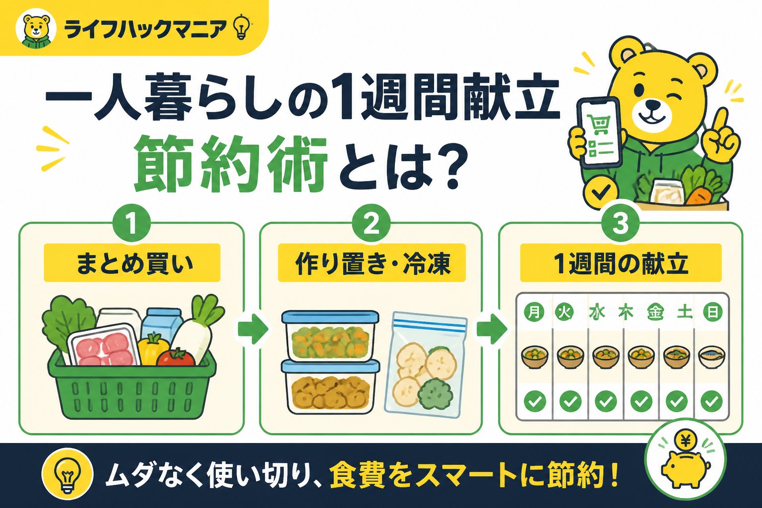 食費節約・自炊 一人暮らしの1週間献立節約術とは？