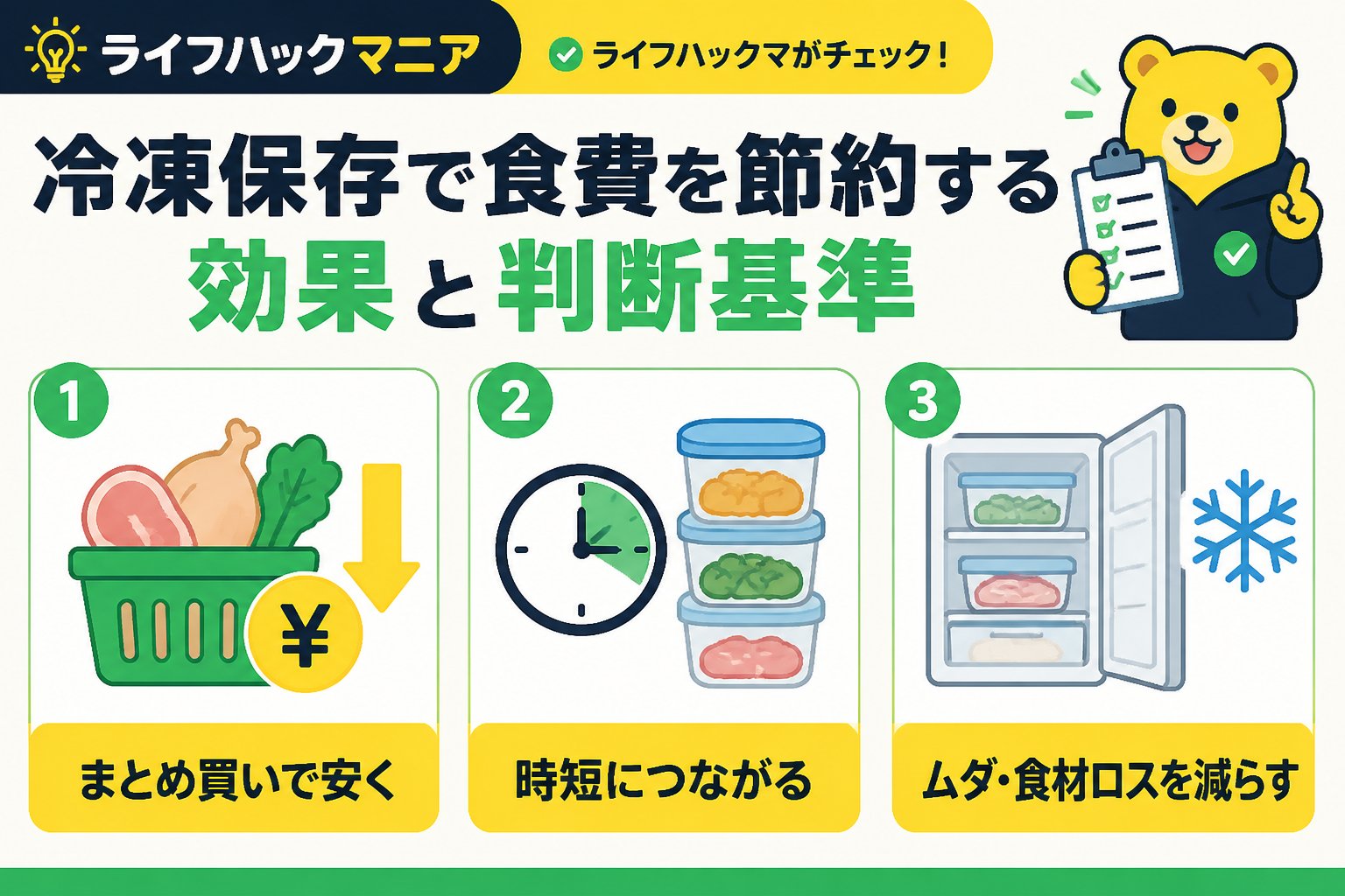 食費節約・自炊 冷凍保存で食費を節約する効果と判断基準