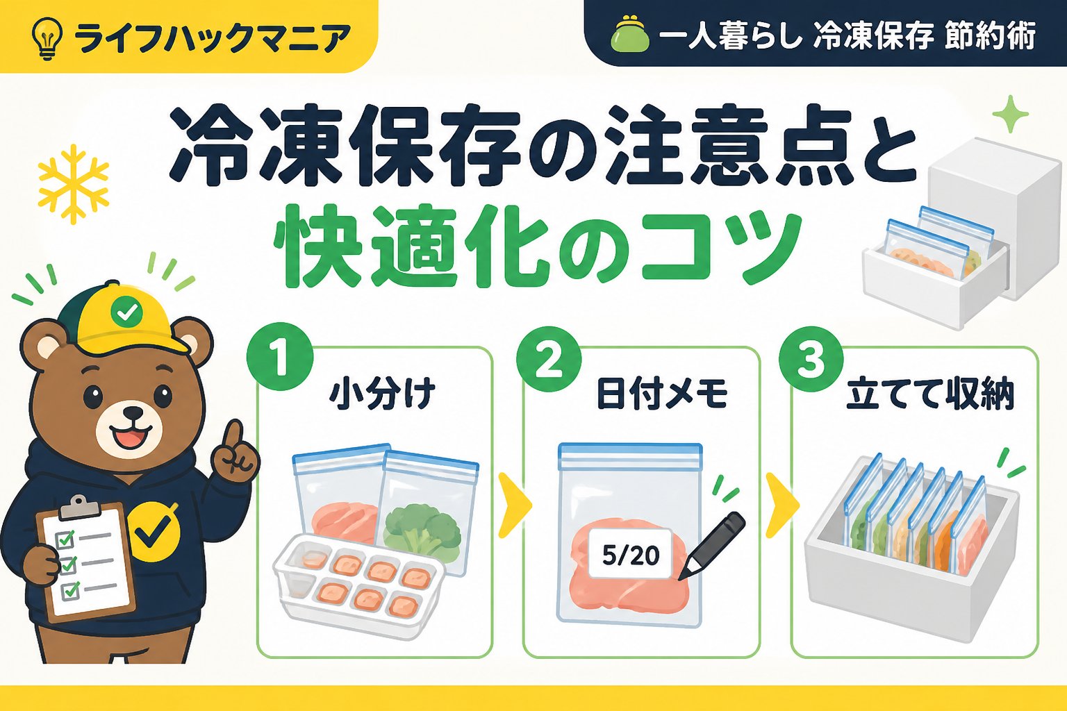 食費節約・自炊 冷凍保存節約時の注意点と快適化のコツ