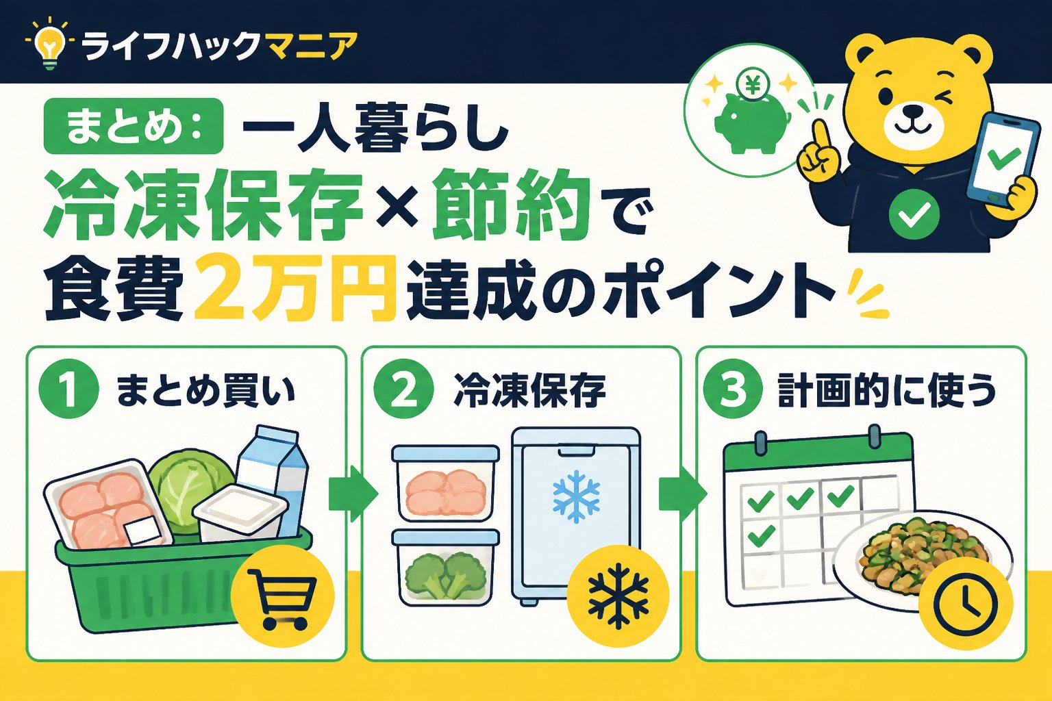 食費節約・自炊 まとめ：一人暮らし 冷凍保存 節約で食費2万円達成のポイント