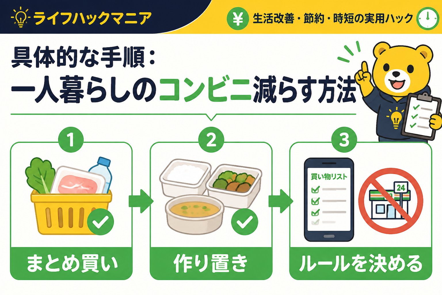 食費節約・自炊 具体的な手順：一人暮らしのコンビニ減らす方法