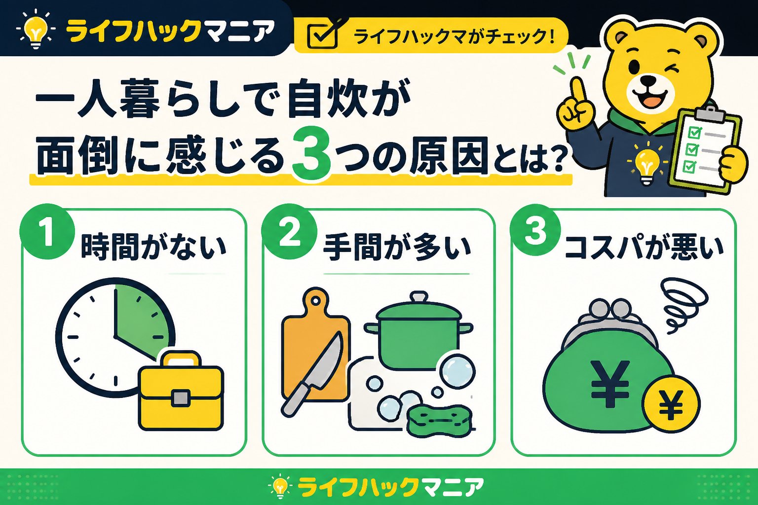 食費節約・自炊 一人暮らしで自炊が面倒に感じる3つの原因とは?