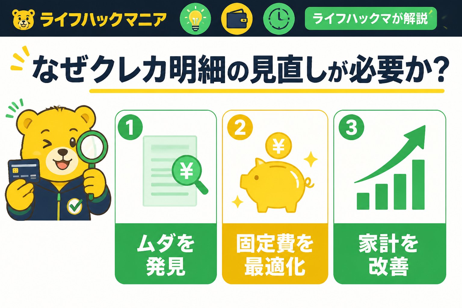 クレジットカード・節約 なぜクレカ明細の見直しが必要か？