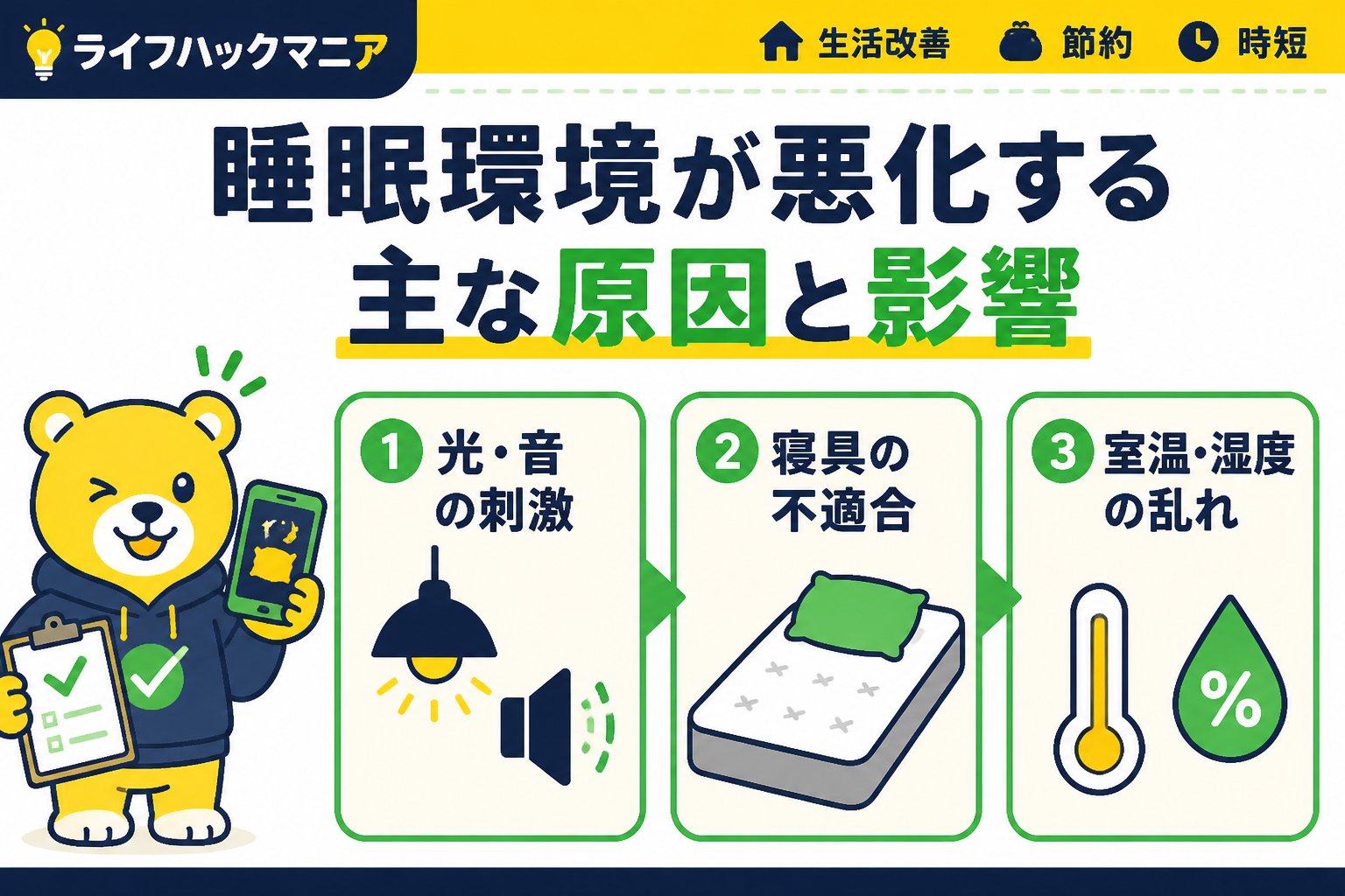マットレス・睡眠 睡眠環境が悪化する主な原因と影響