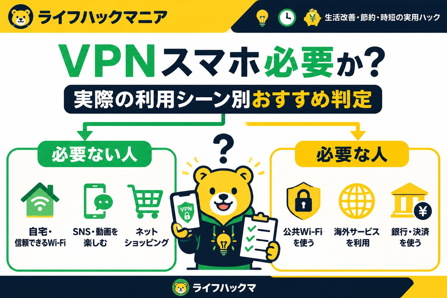 VPN・セキュリティ VPNスマホ必要か?実際の利用シーン別おすすめ判定