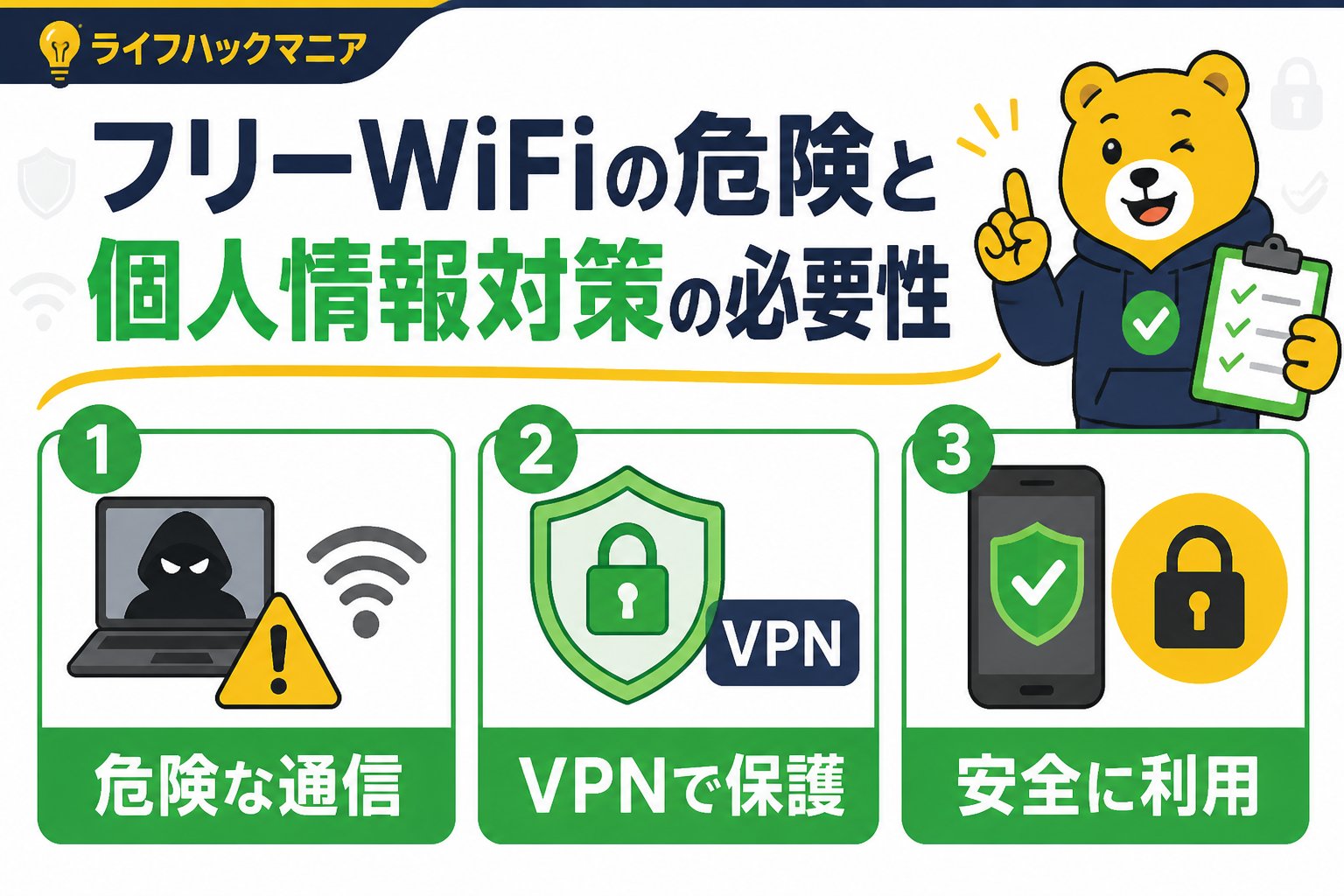 VPN・セキュリティ フリーWiFiの危険と個人情報対策の必要性