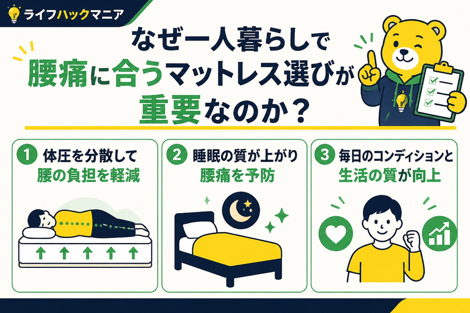 マットレス・睡眠 なぜ一人暮らしで腰痛に合うマットレス選びが重要なのか？