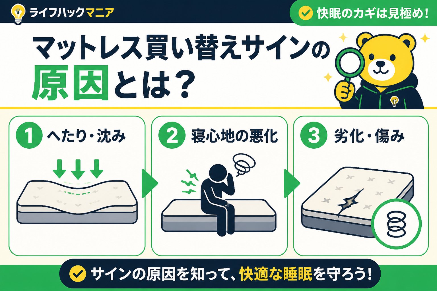 マットレス・睡眠 マットレス買い替えサインの原因とは?