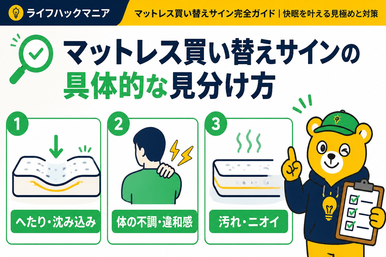 マットレス・睡眠 マットレス買い替えサインの具体的な見分け方