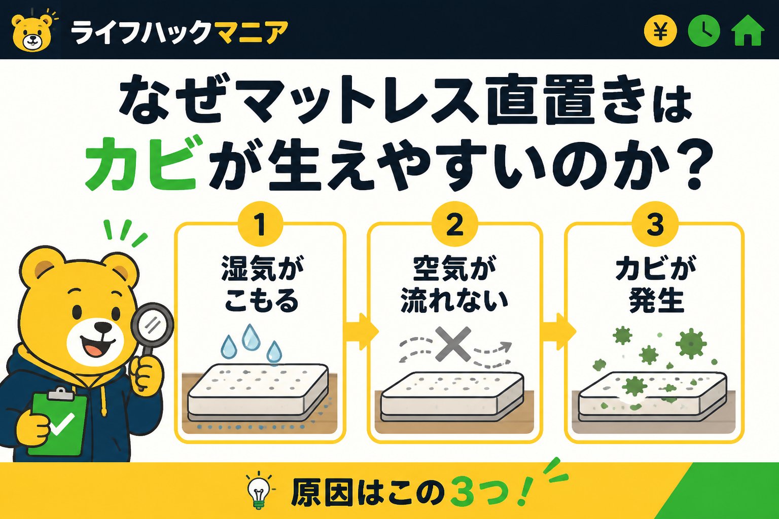 マットレス・睡眠 なぜマットレス直置きはカビが生えやすいのか?原因を知ろう