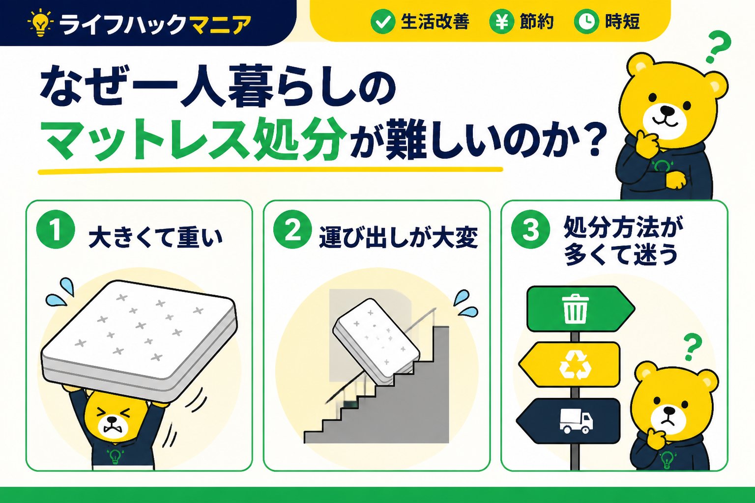 マットレス・睡眠 なぜ一人暮らしのマットレス処分が難しいのか？