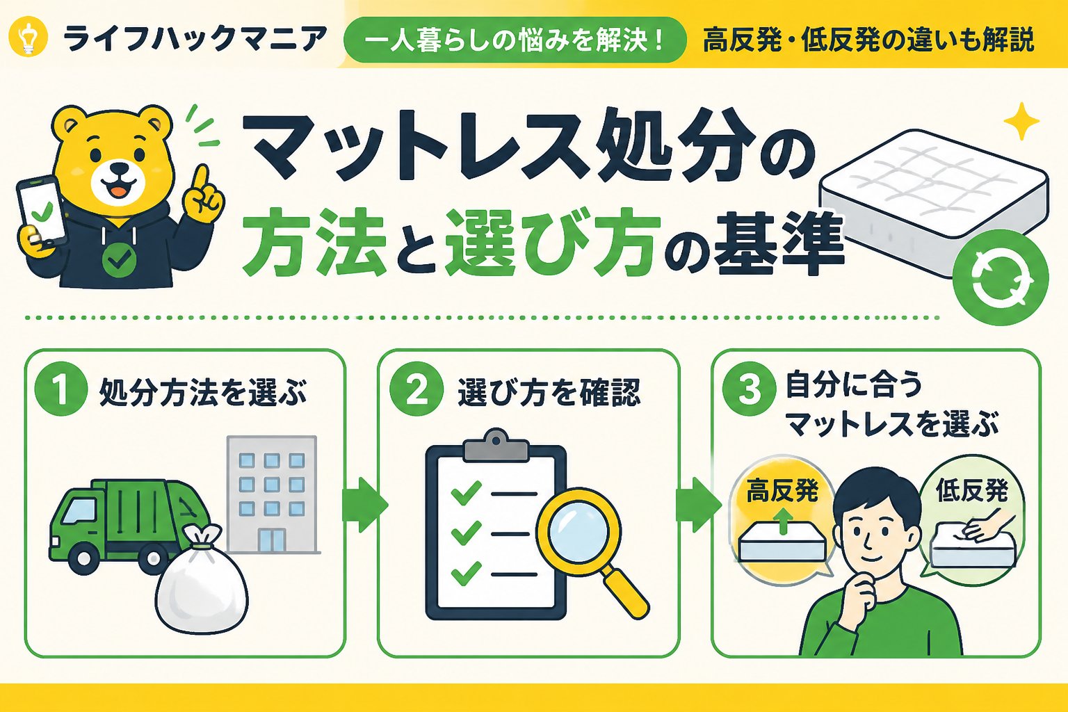 マットレス・睡眠 マットレス処分の方法と選び方の基準
