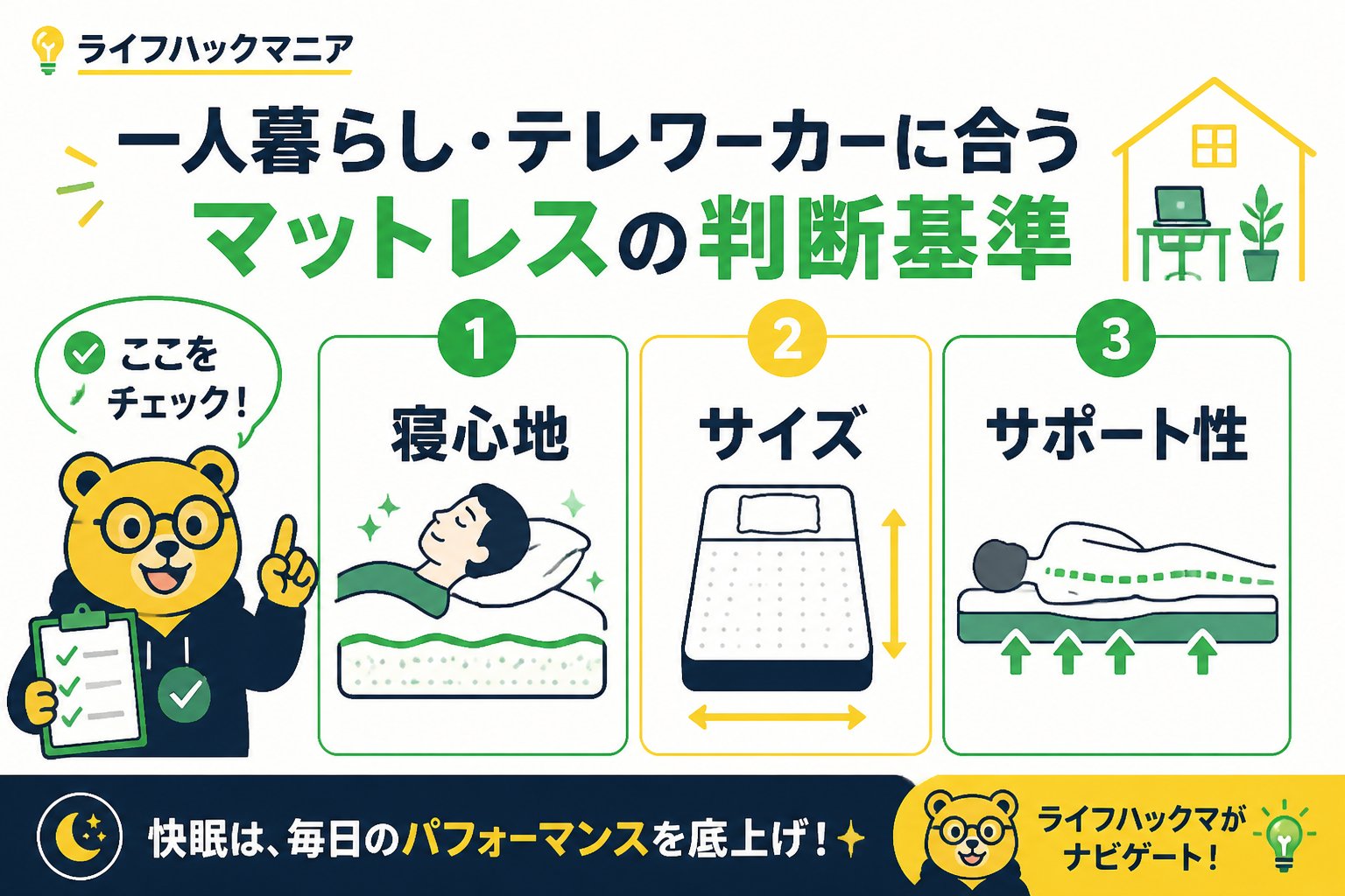 マットレス・睡眠 一人暮らし・テレワーカーに合うマットレスの判断基準