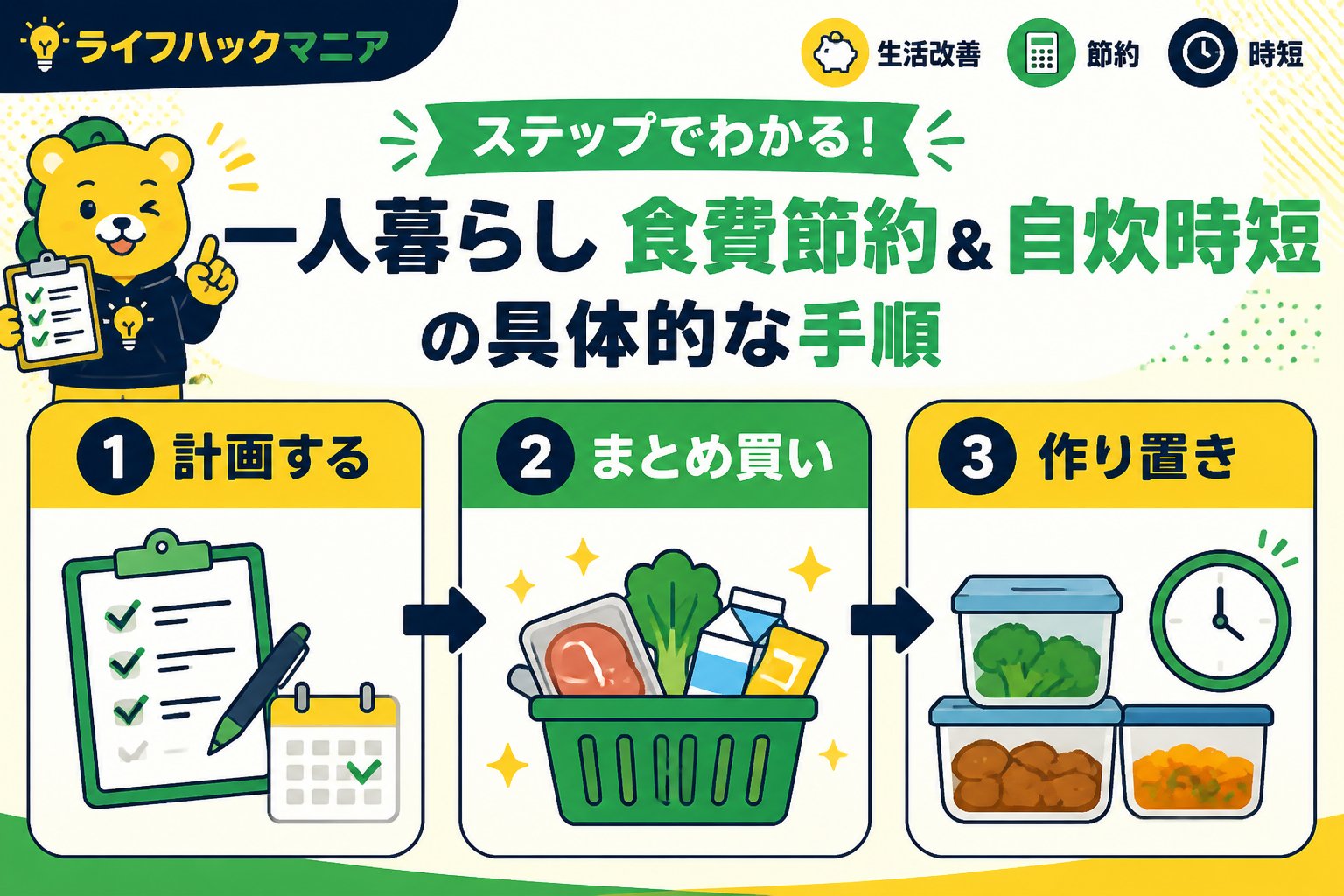 食費節約・自炊 ステップでわかる！一人暮らし食費節約＆自炊時短の具体的な手順