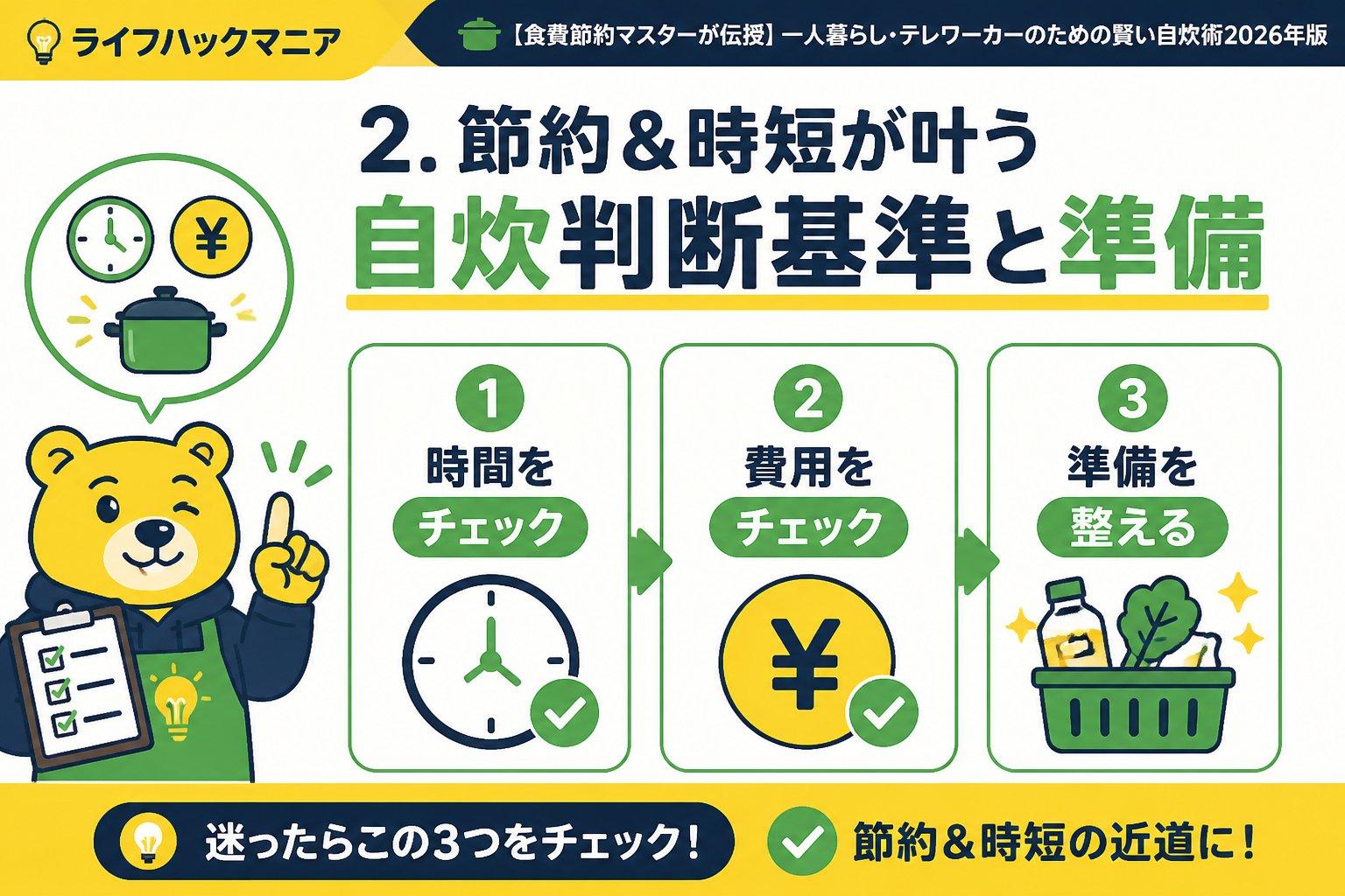 食費節約・自炊 2. 節約＆時短が叶う自炊判断基準と準備
