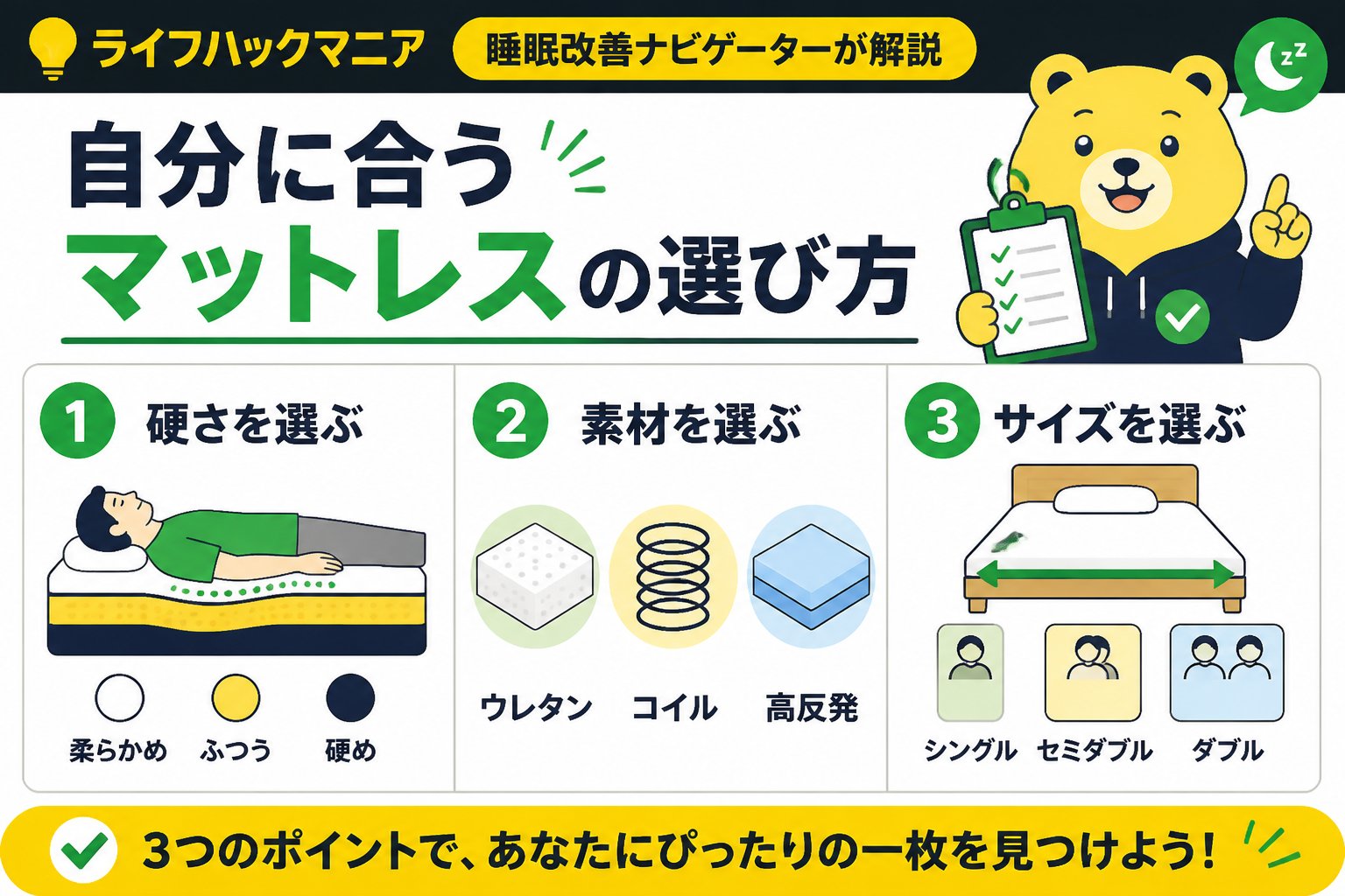 マットレス・睡眠 自分に合うマットレスの選び方を徹底解説