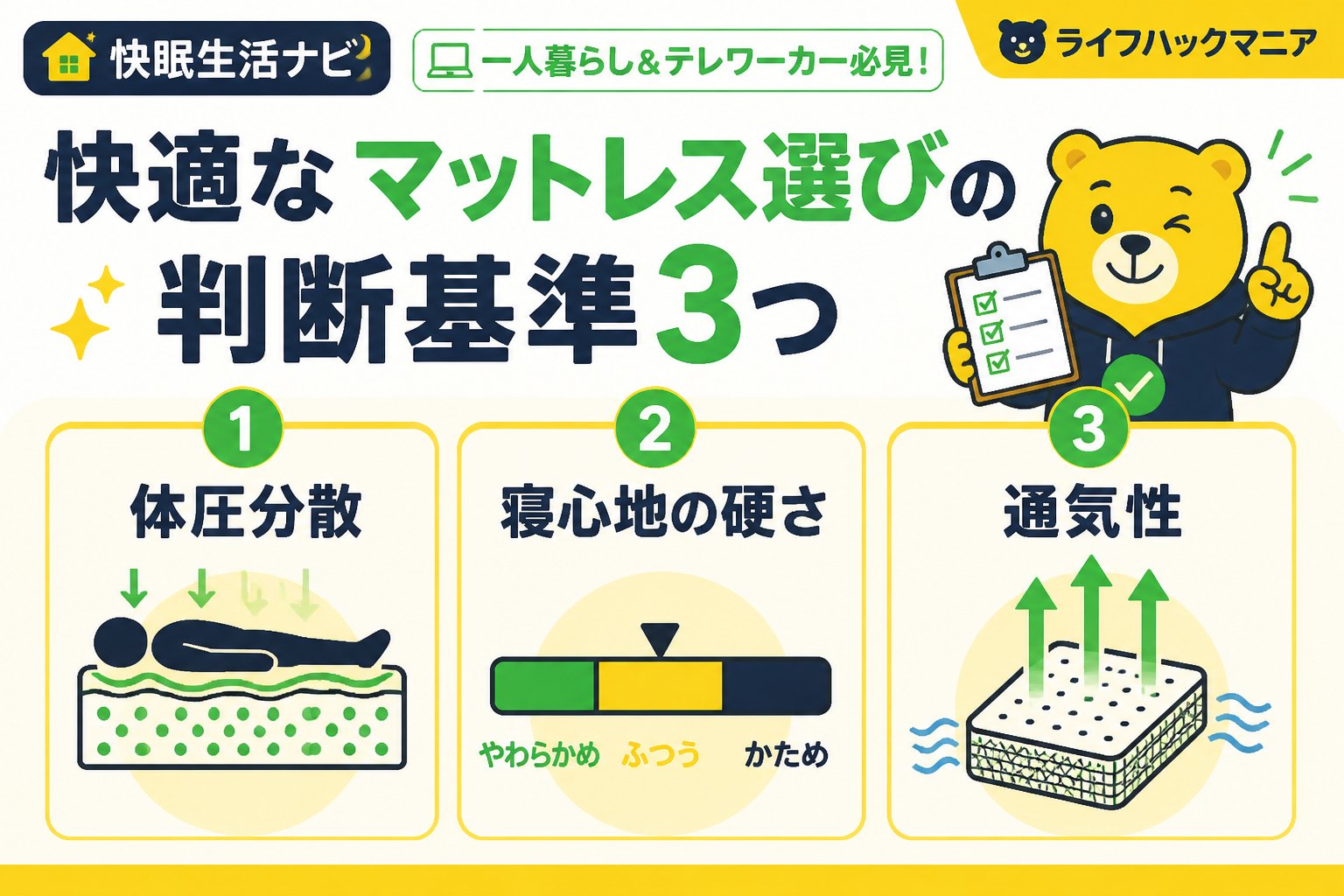 マットレス・睡眠 快適なマットレス選びの判断基準3つ