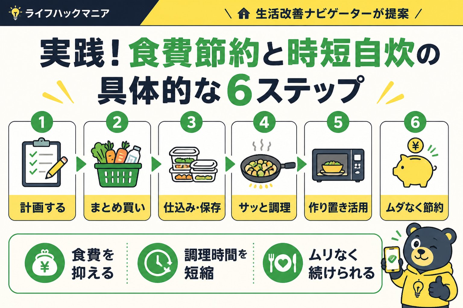 食費節約・自炊 実践！食費節約と時短自炊の具体的な6ステップ