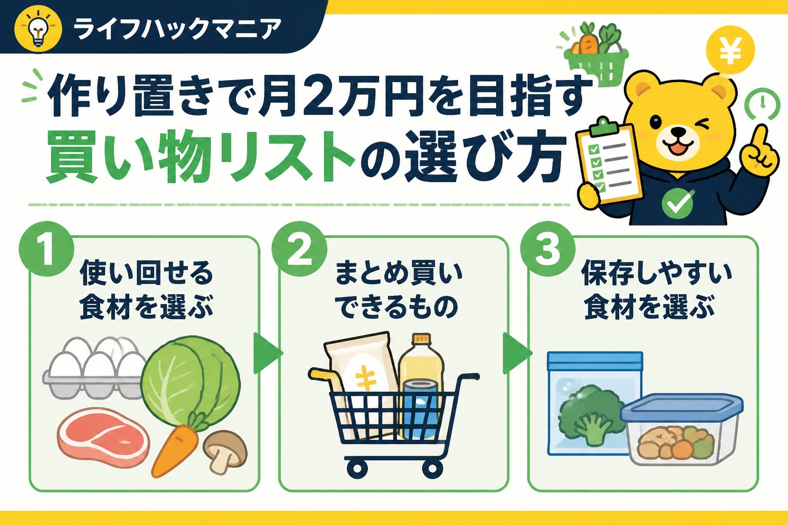 食費節約・自炊 作り置きで月2万円を目指す買い物リストの選び方