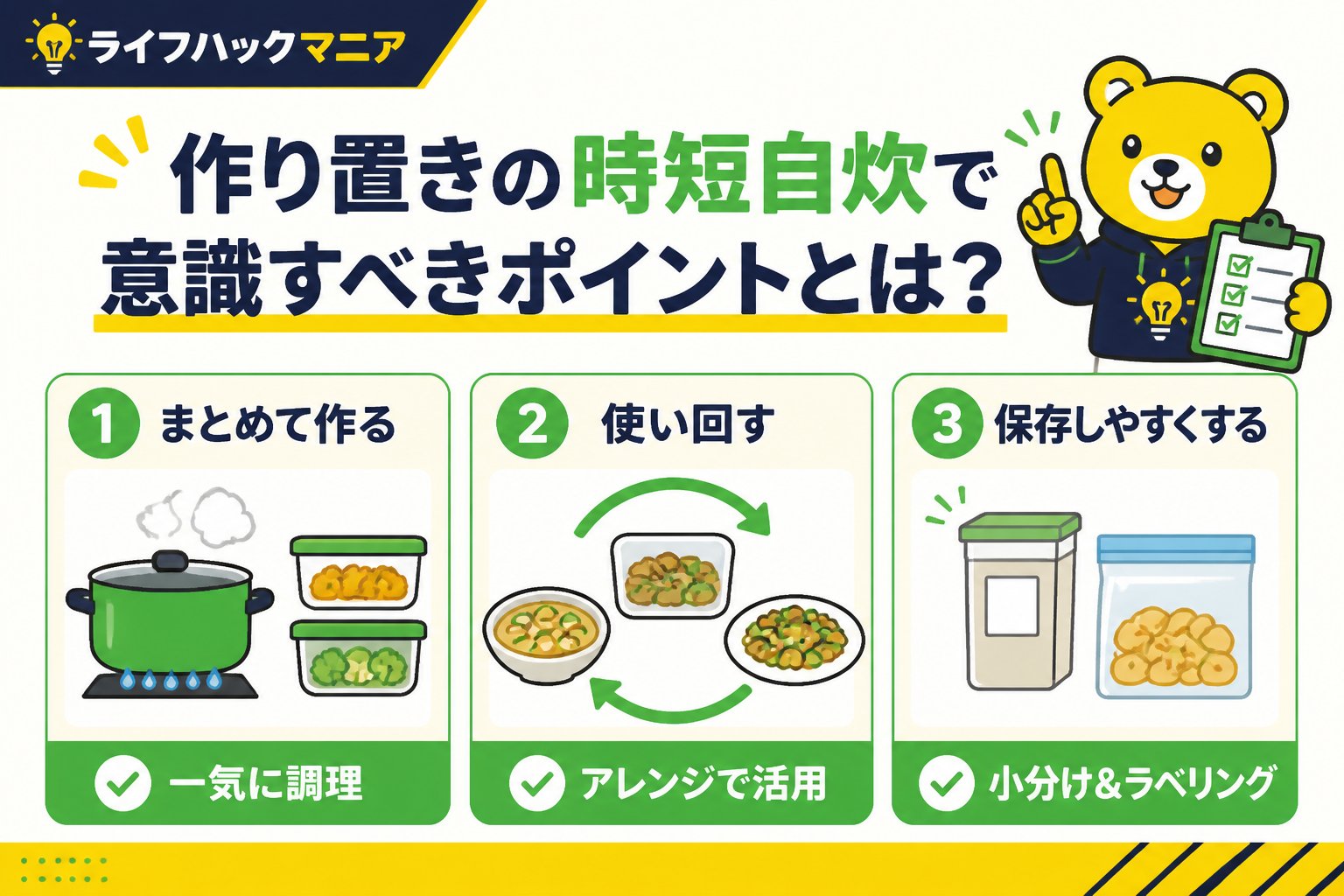 食費節約・自炊 作り置きの時短自炊で意識すべきポイントとは？