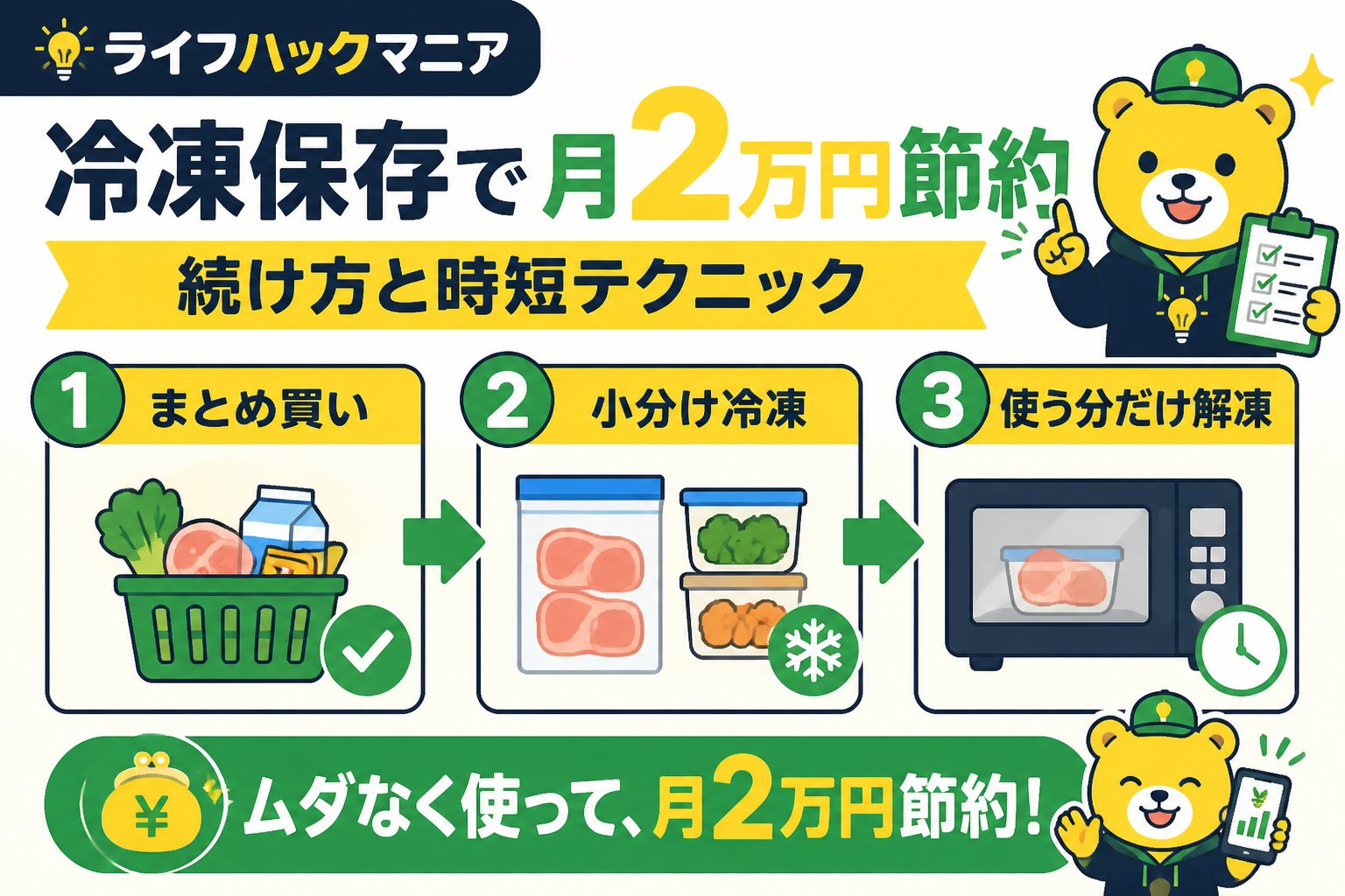 食費節約・自炊 冷凍保存で月2万円節約の続け方と時短テクニック