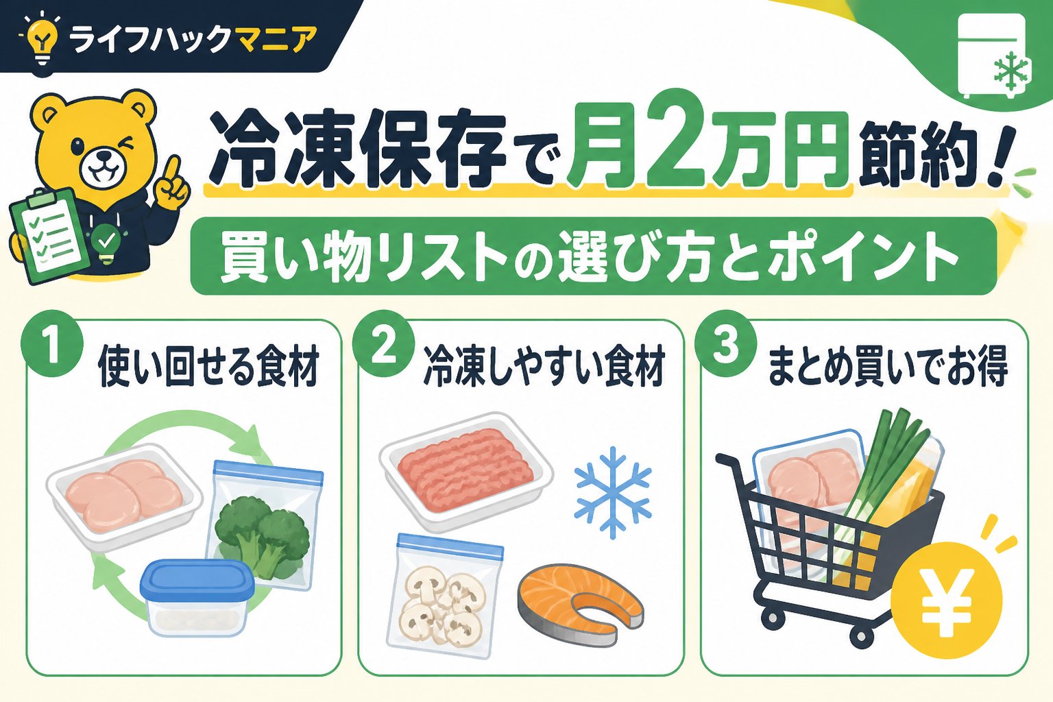 食費節約・自炊 冷凍保存 月2万円 買い物リストの選び方とポイント