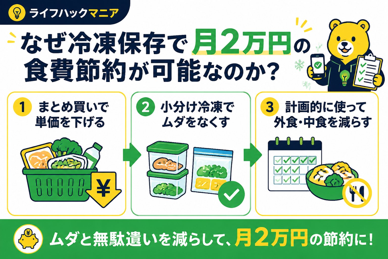 食費節約・自炊 なぜ冷凍保存で月2万円の食費節約が可能なのか