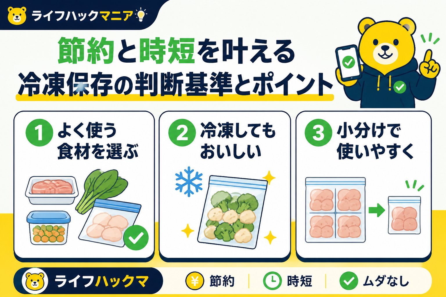 食費節約・自炊 節約と時短を叶える冷凍保存の判断基準とポイント
