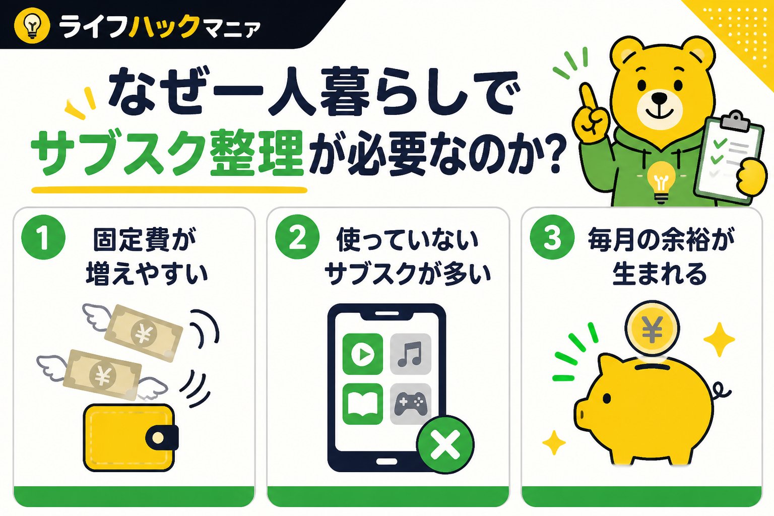 節約・お金 なぜ一人暮らしでサブスク整理が必要なのか?