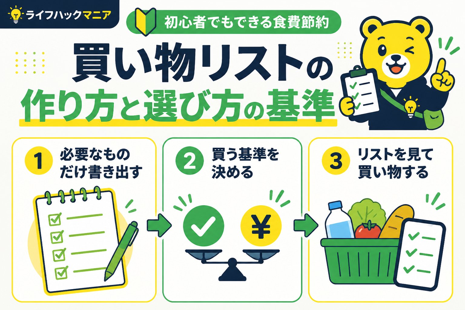 食費節約・自炊 食費 節約 初心者 買い物リストの作り方と選び方の基準