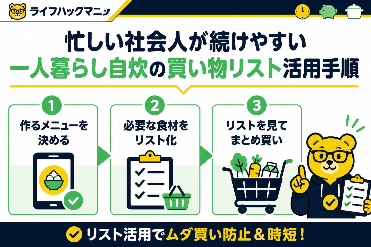 食費節約・自炊 忙しい社会人が続けやすい一人暮らし自炊の買い物リスト活用手順