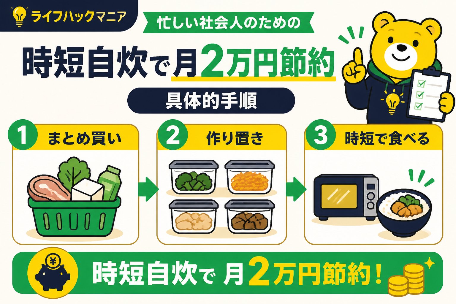 食費節約・自炊 忙しい社会人のための時短自炊で月2万円節約する具体的手順