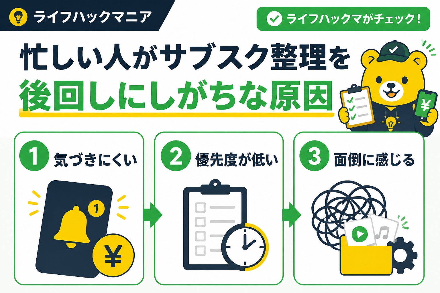 節約・お金 忙しい人がサブスク整理を後回しにしがちな原因