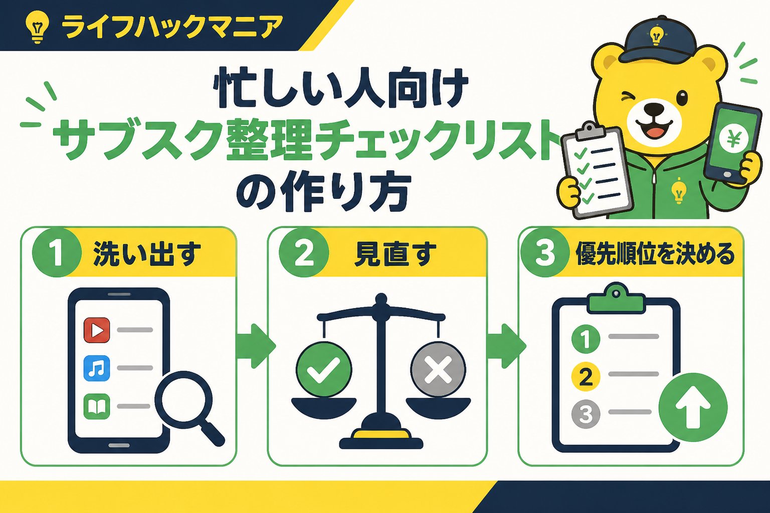 節約・お金 忙しい人向けサブスク整理チェックリストの作り方