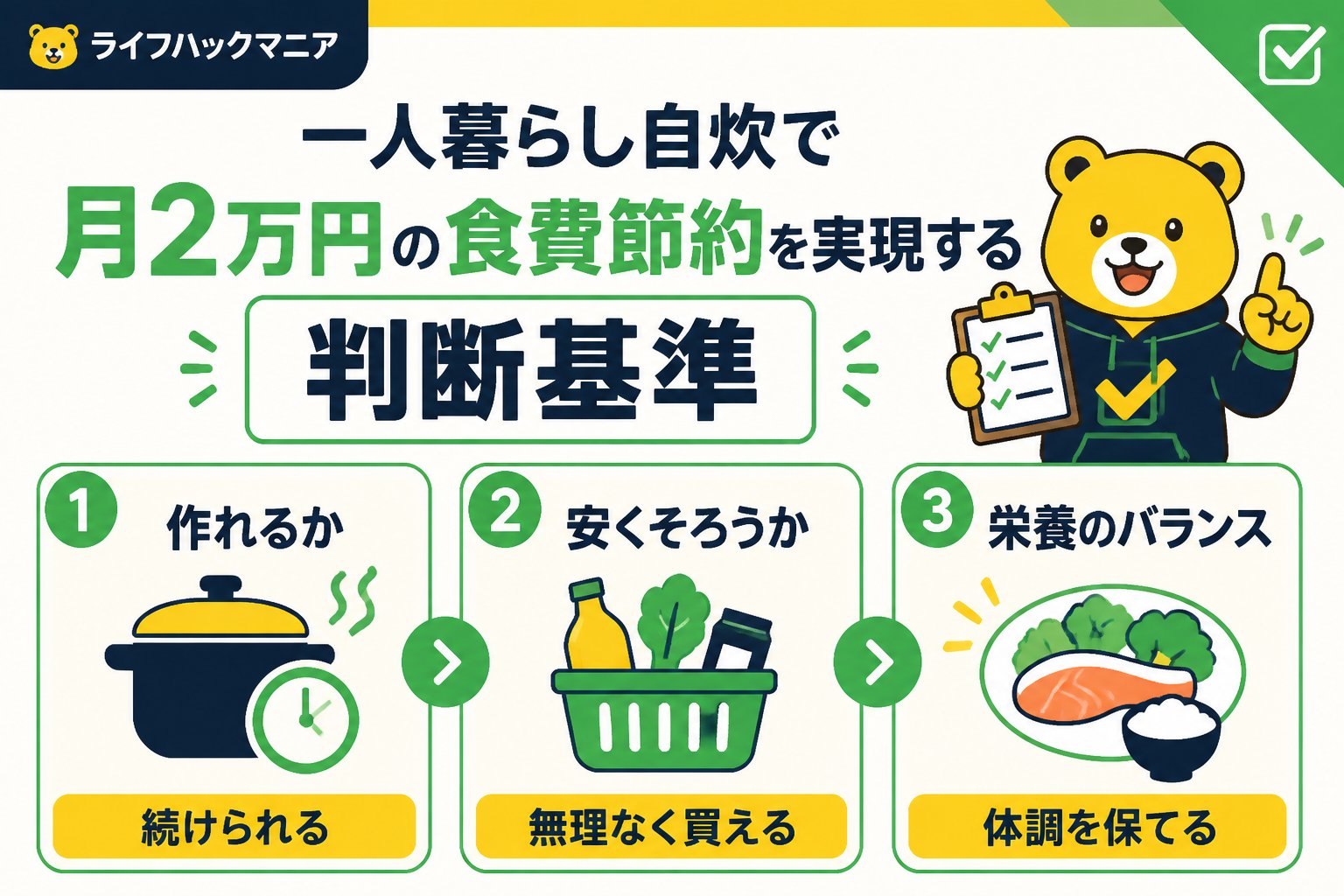 食費節約・自炊 一人暮らし自炊で月2万円の食費節約を実現する判断基準