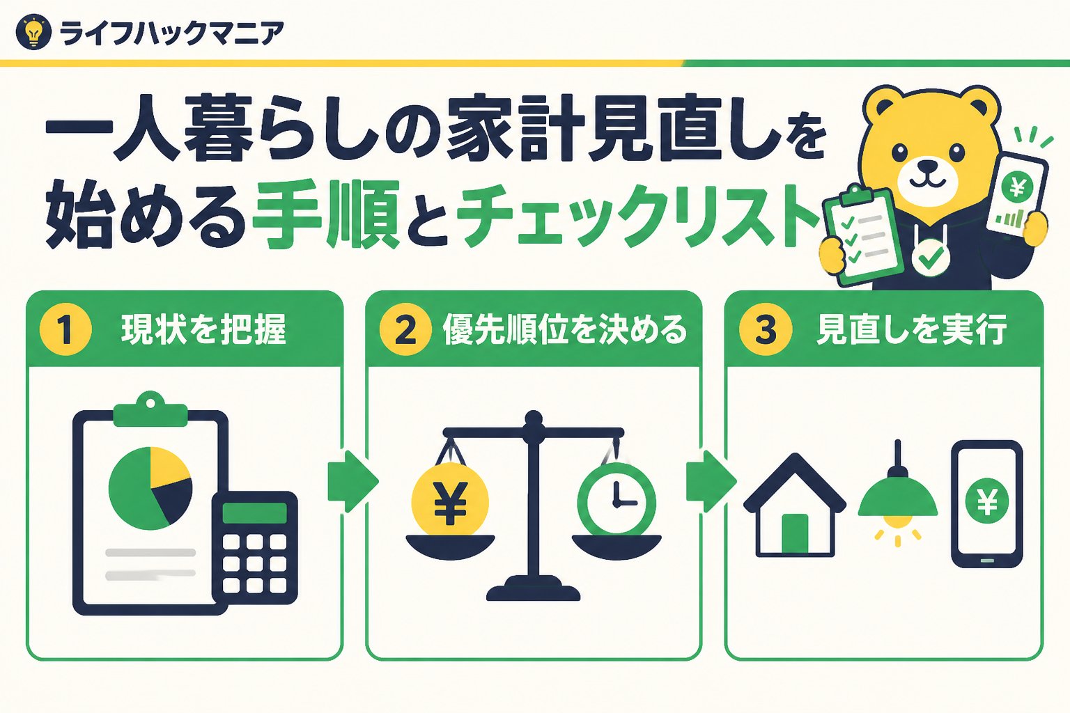 節約・お金 一人暮らしの家計見直しを始める手順とチェックリスト