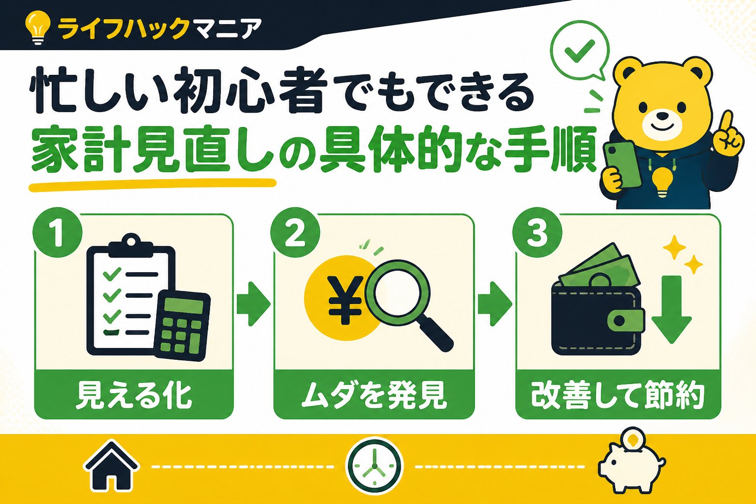 節約・お金 忙しい初心者でもできる家計見直しの具体的な手順