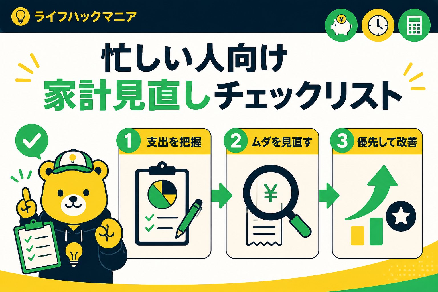 節約・お金 忙しい人向け家計見直しの具体的なチェックリスト