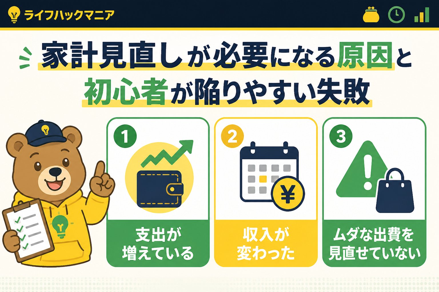 節約・お金 家計見直しが必要になる原因と初心者が陥りやすい失敗
