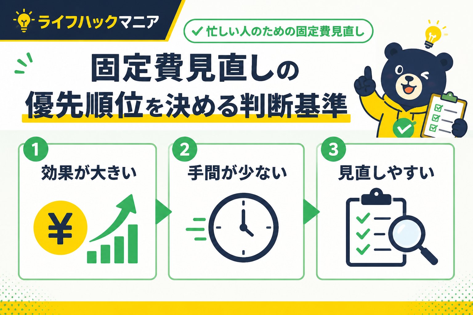 節約・お金 固定費見直しの優先順位を決める判断基準