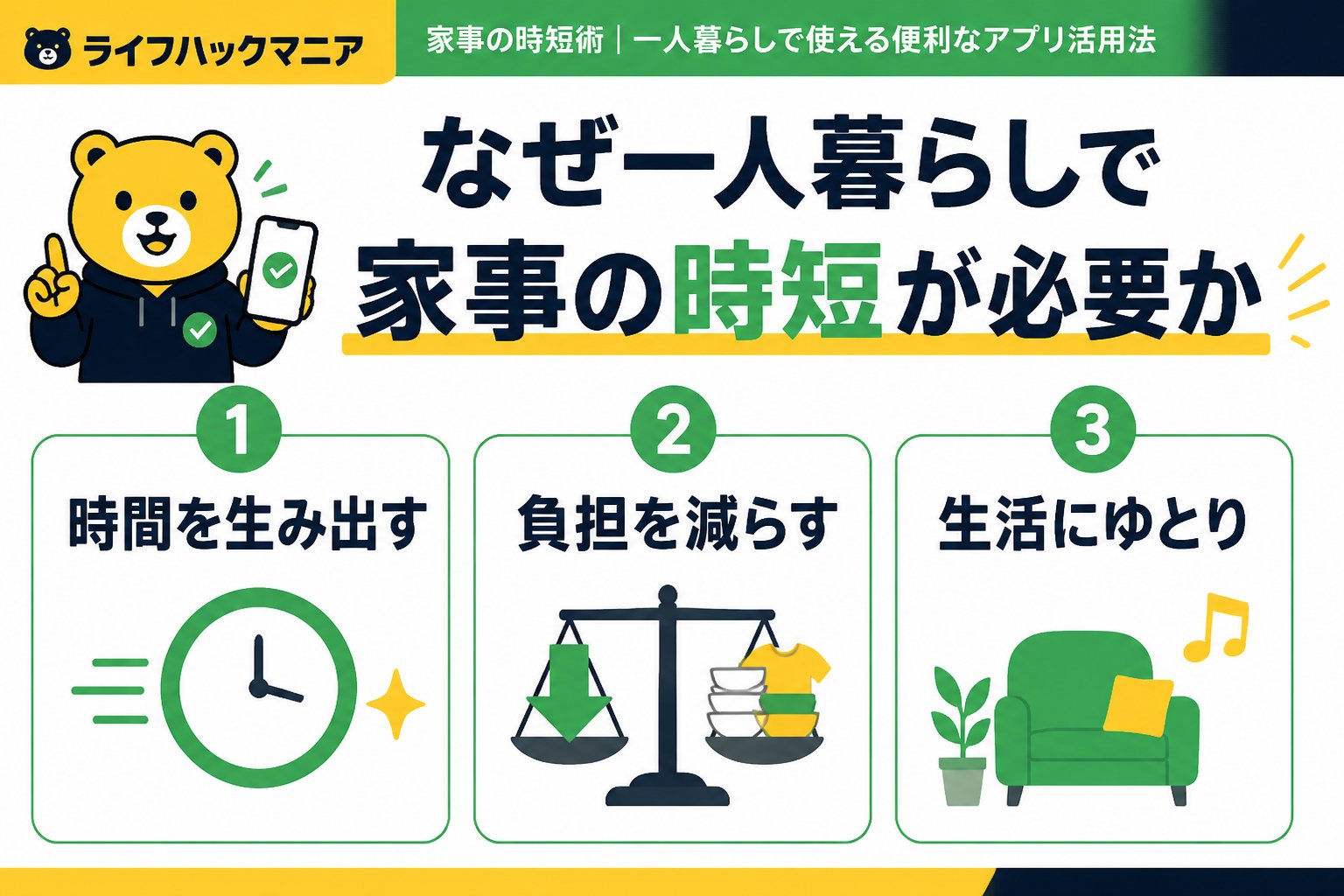 スマホ・PC術 なぜ一人暮らしで家事の時短が必要か