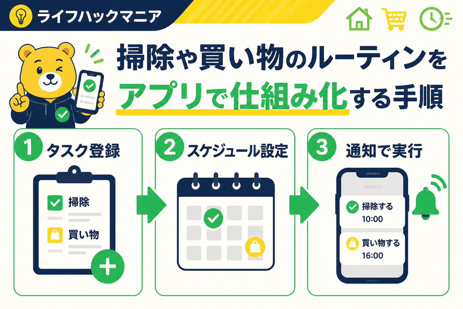 スマホ・PC術 掃除や買い物のルーティンをアプリで仕組み化する手順