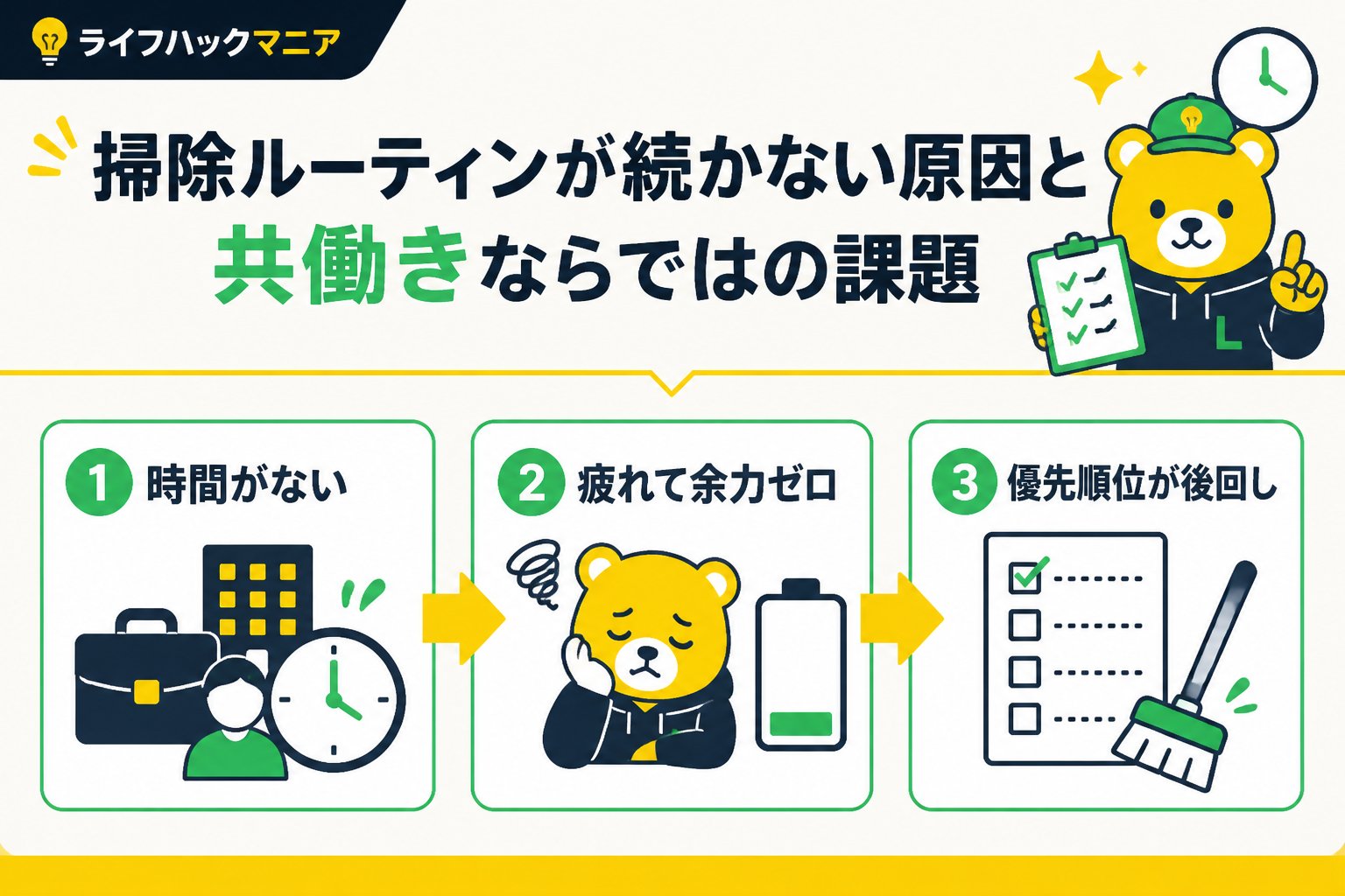 スマホ・PC術 掃除ルーティンが続かない原因と共働きならではの課題