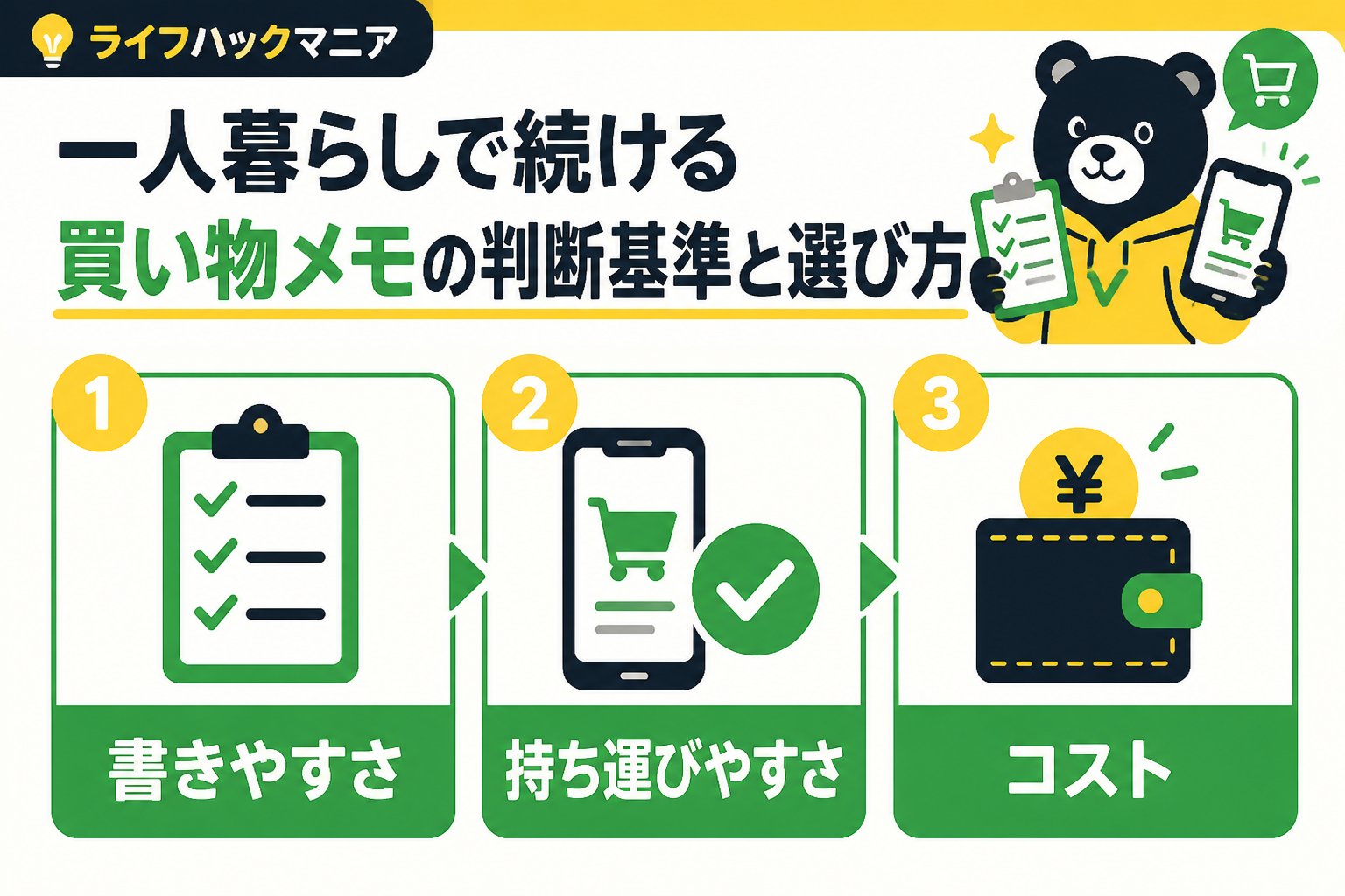 スマホ・PC術 一人暮らしで続ける買い物メモの判断基準と選び方