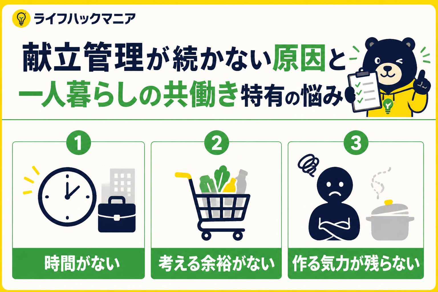 スマホ・PC術 献立管理が続かない原因と一人暮らしの共働き特有の悩み