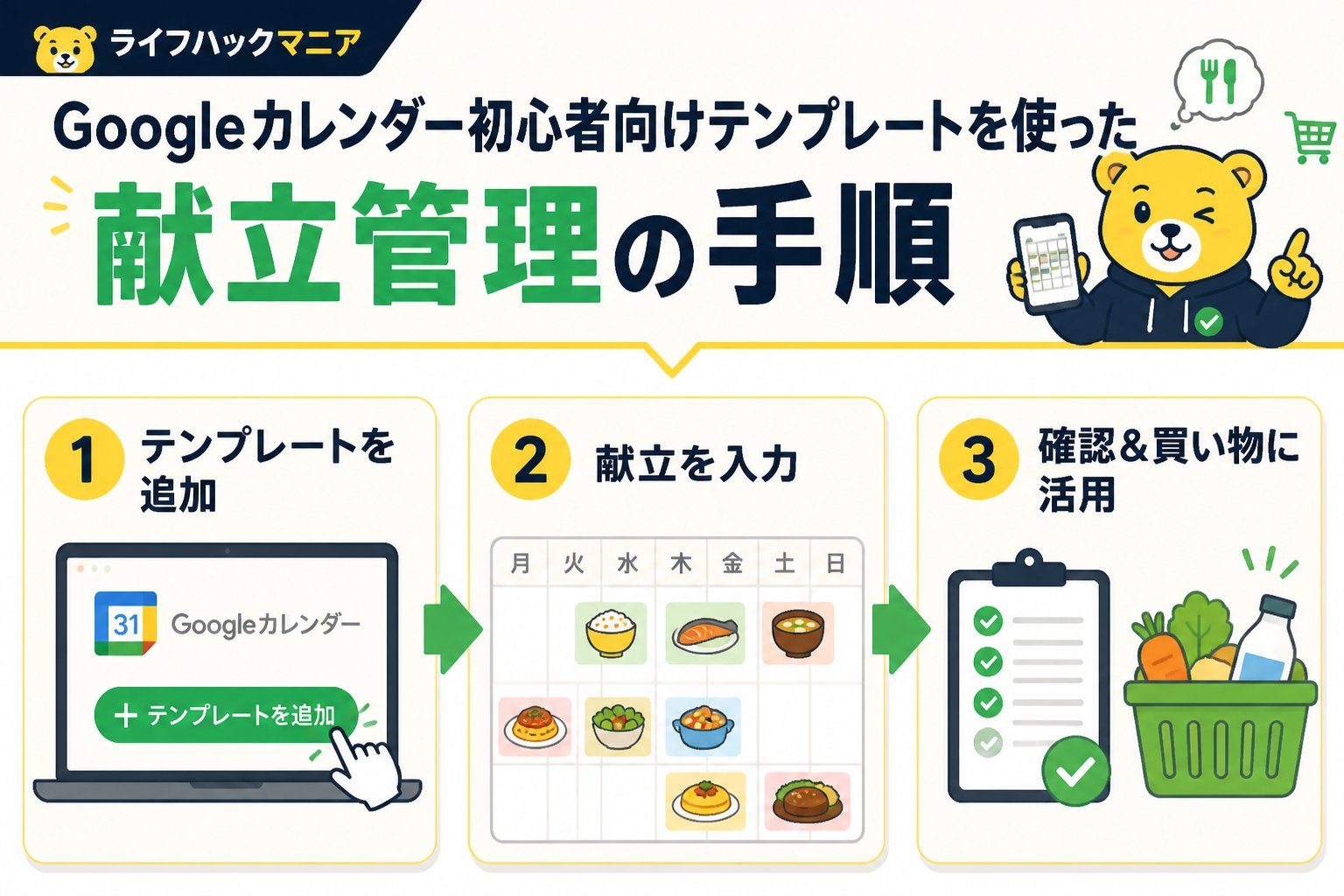 スマホ・PC術 Googleカレンダー初心者向けテンプレートを使った献立管理の手順