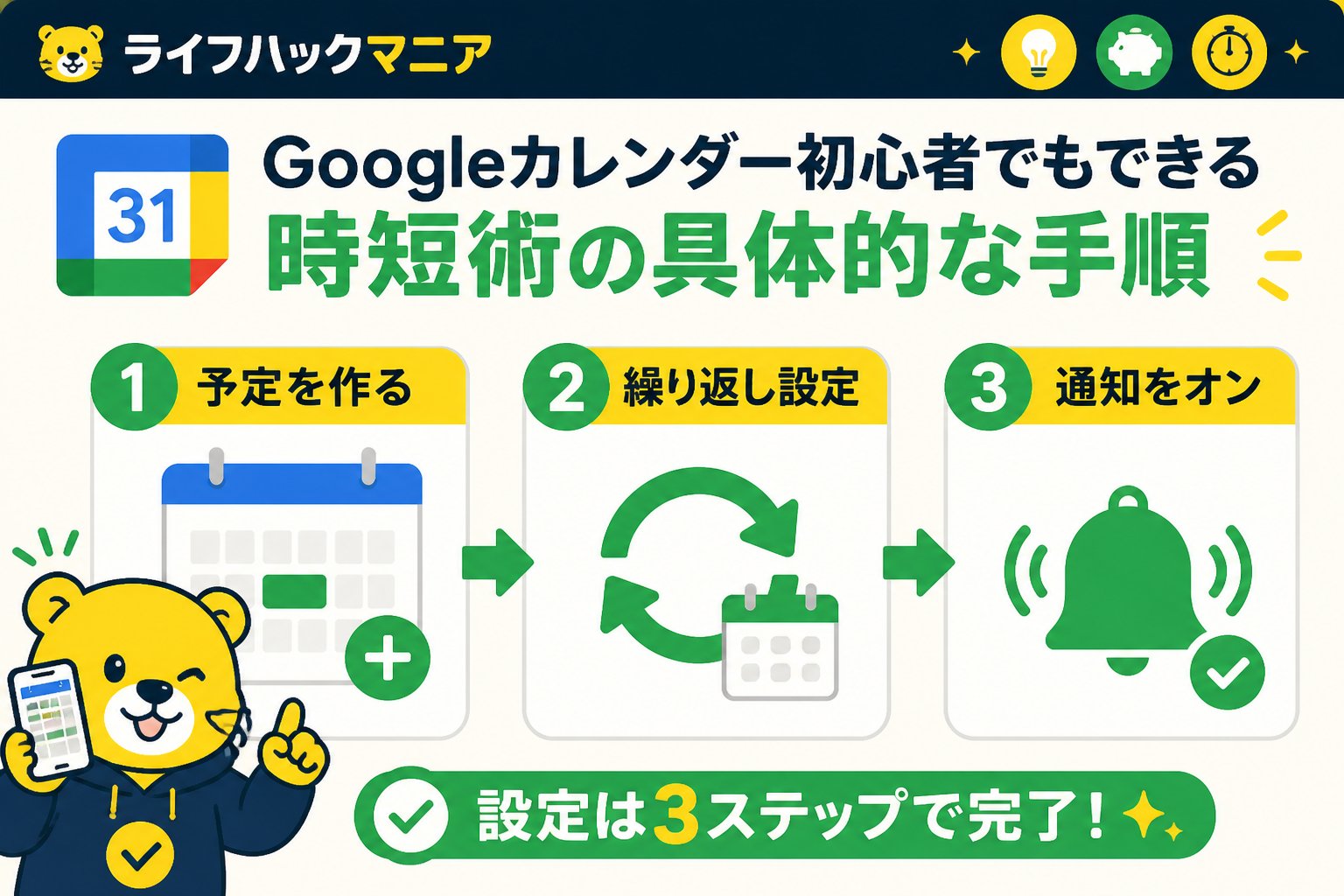 スマホ・PC術 Googleカレンダー初心者でもできる時短術の具体的な手順