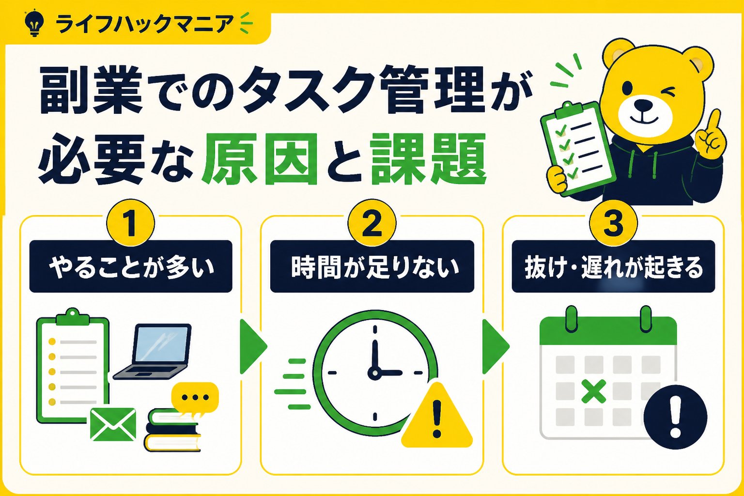 スマホ・PC術 副業でのタスク管理が必要な原因と課題